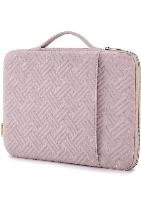 414#U2-sk0312-15.6-inch laptop case with handle soft-lined cushioned bag for shock protection-pink