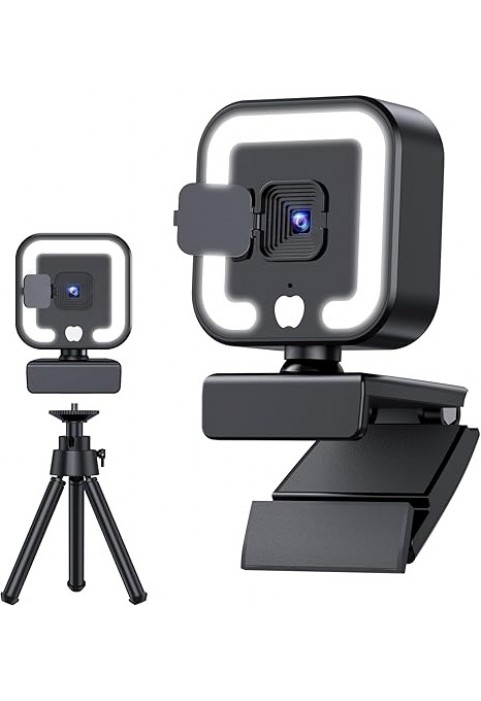 372#XG-DG08-Hemisol 4K Webcam,Web Camera with Micro phone and FillLight,HD Auto focus Computer Camera with Privacy Cover and Tripod Stand Streaming Webcam,Plug&Play USB Wbcam for Pc Laptop Desktop Video Calling